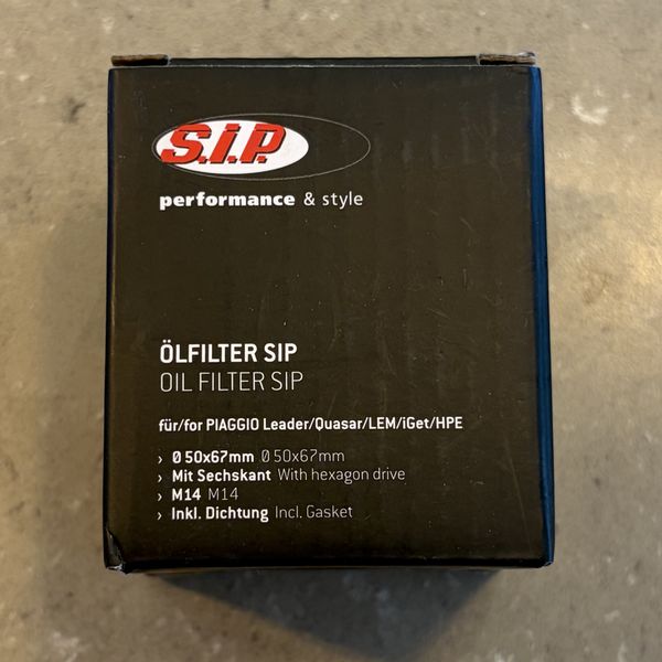 Doosje van een oliefilter van S.I.P. performance & style
